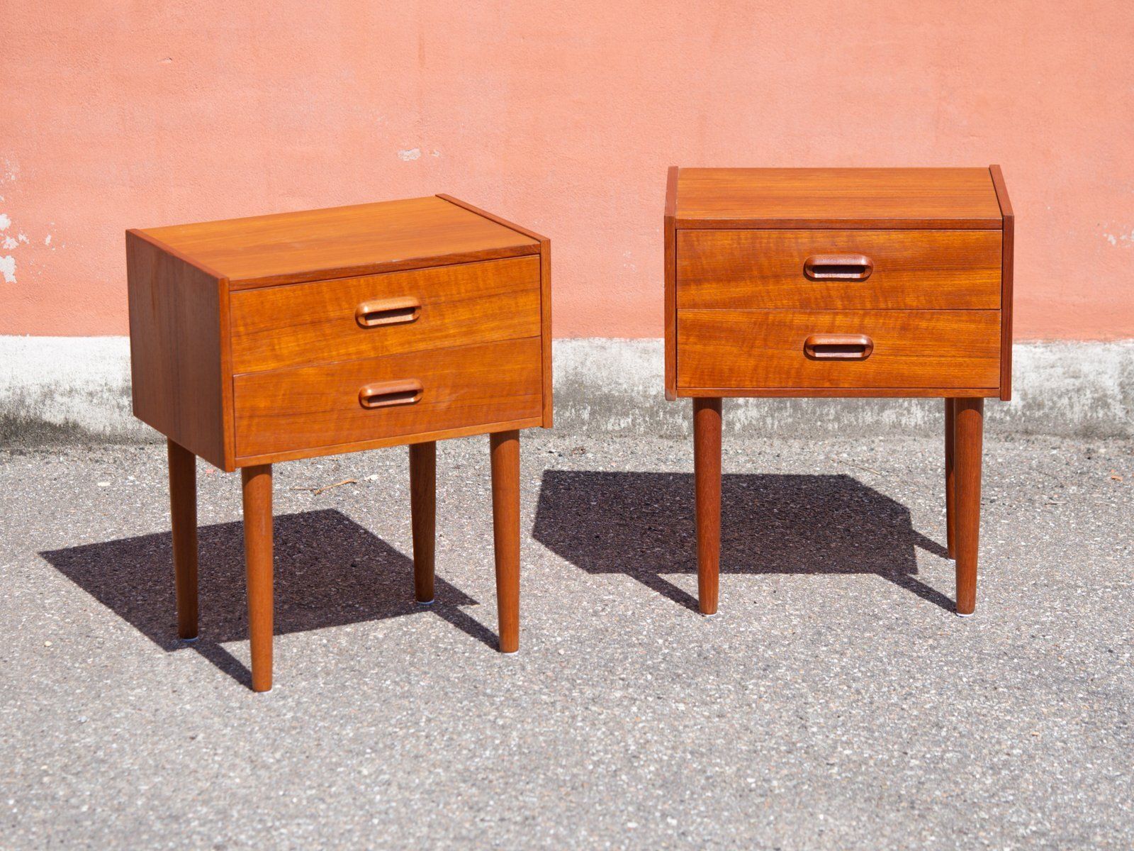 photo furniture Vintage Teak Veneer Bedside Tables, Denmark, 1960, Set Of 2