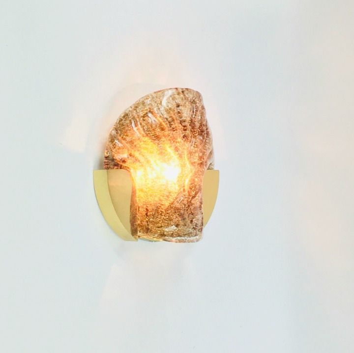 Mid Century Modern Dark Toned Murano Glass & Brass Wall Light From Kaiser Leuchten, Germany, 1960s photo 390.0