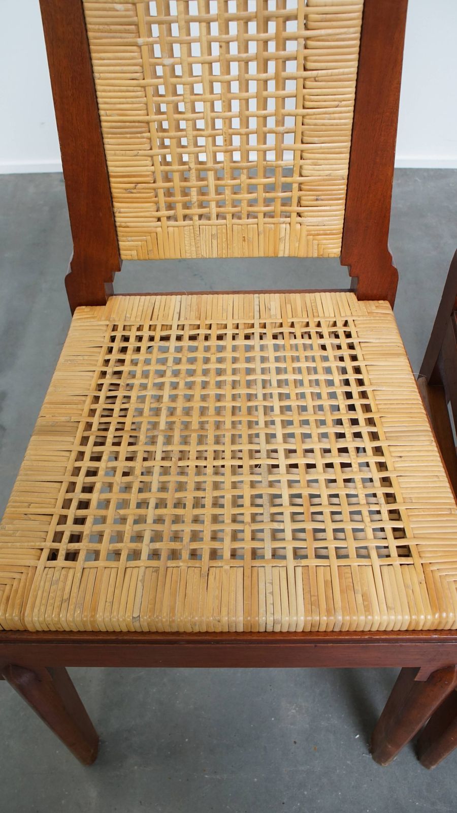 Nice Set Of Two Art Deco Design Dining Chairs With A Wooden Frame And A Removable Fabric Seat photo vinterior