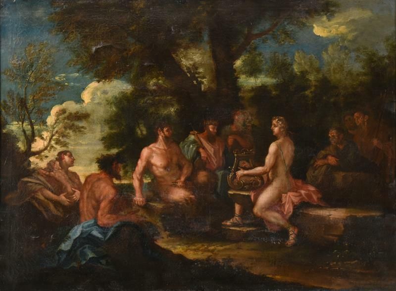 18e-eeuws Italiaans Old Master Apollo & Marsyas naar Filippo Lauri photo for sale