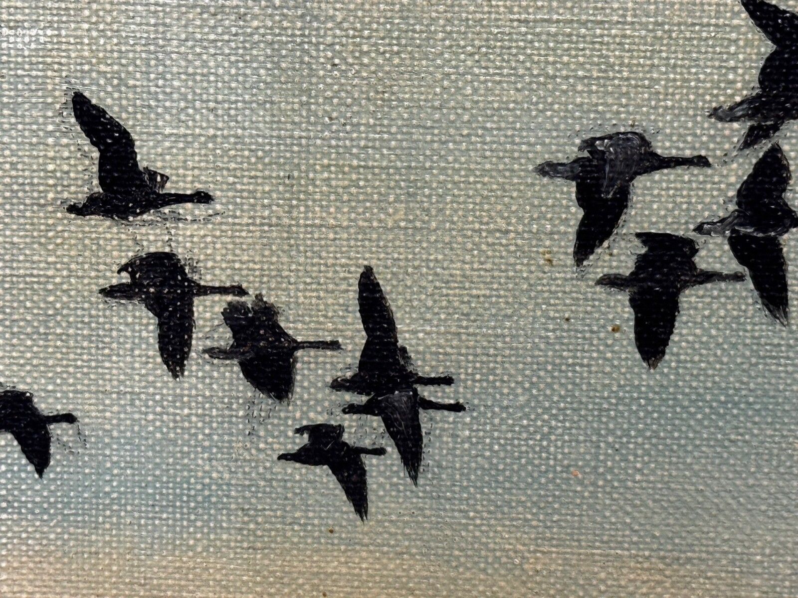 5000.0 Mid Century Hugh Monahan 1954 Brent Geese Holbeach Marsh Wildlife Olieverfschilderij photo