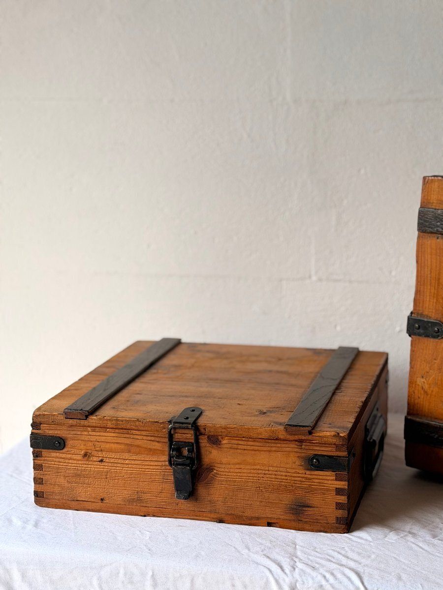 photo vinterior Vintage Wooden Storage Boxes, 1920s, Set Of 2