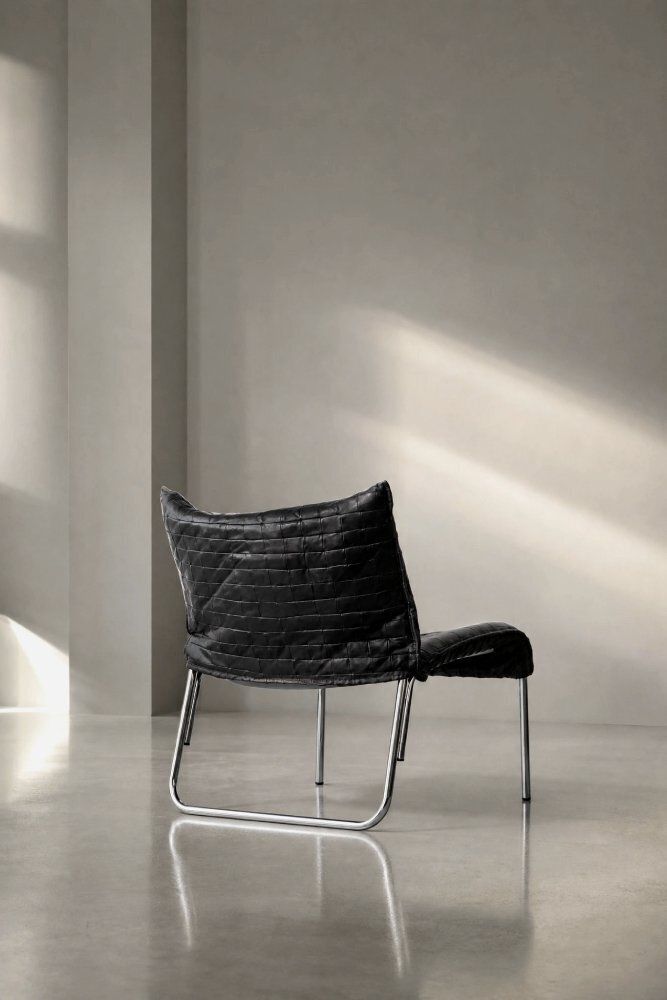 Mid Century Scandinavian Modern zwarte patchwork leren lounge fauteuils van Ikea, jaren 1980, set van 2 photo 2417.0