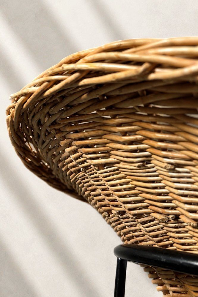 Vintage Italiaanse Modern Boho Rattan Bolvormige Schaalstoelen, ca. jaren 1950 photo for sale