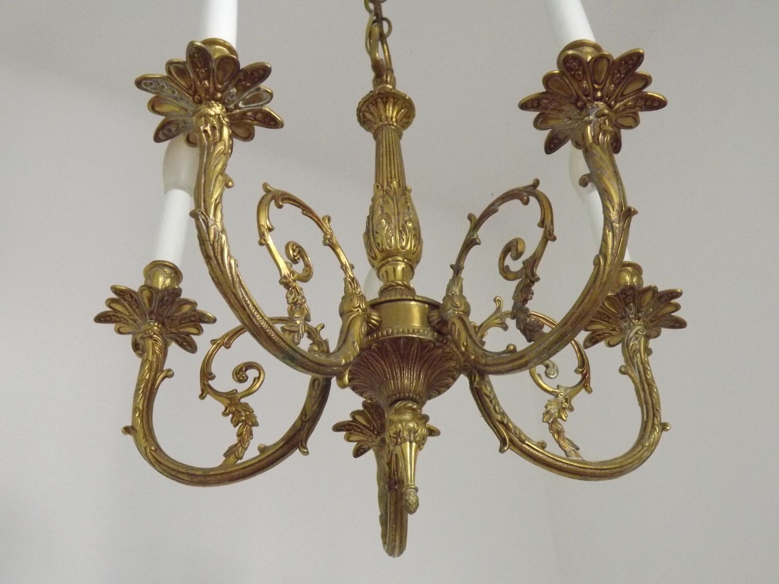 Elegante Franse bronzen Art Nouveau kroonluchter met 5 lichtpunten photo 345.0