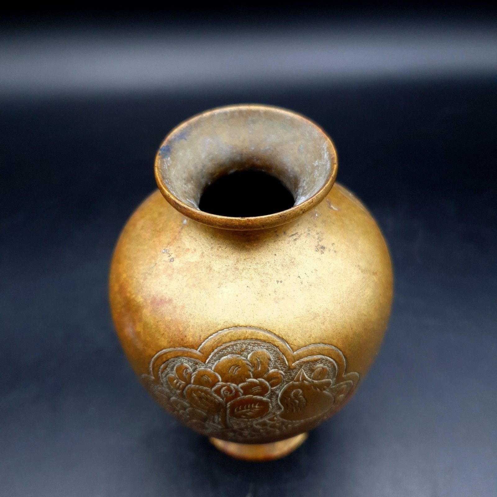 Antique Alfred Salzmann Jerusalem Palestine Brass Bird Vase C 599 C.1930 10.6cm photo vinterior