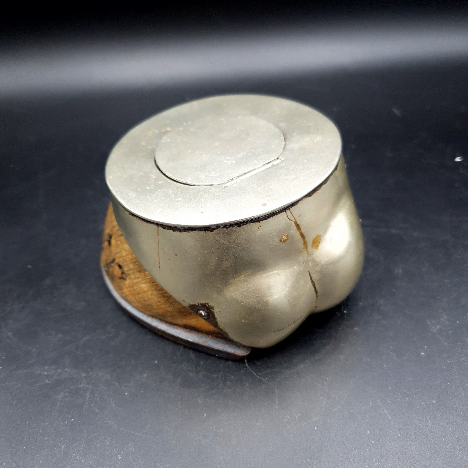 Antique Horse Hoof Inkwell J&Co Silver Mounted Victorian Edwardian Equestrian photo furniture