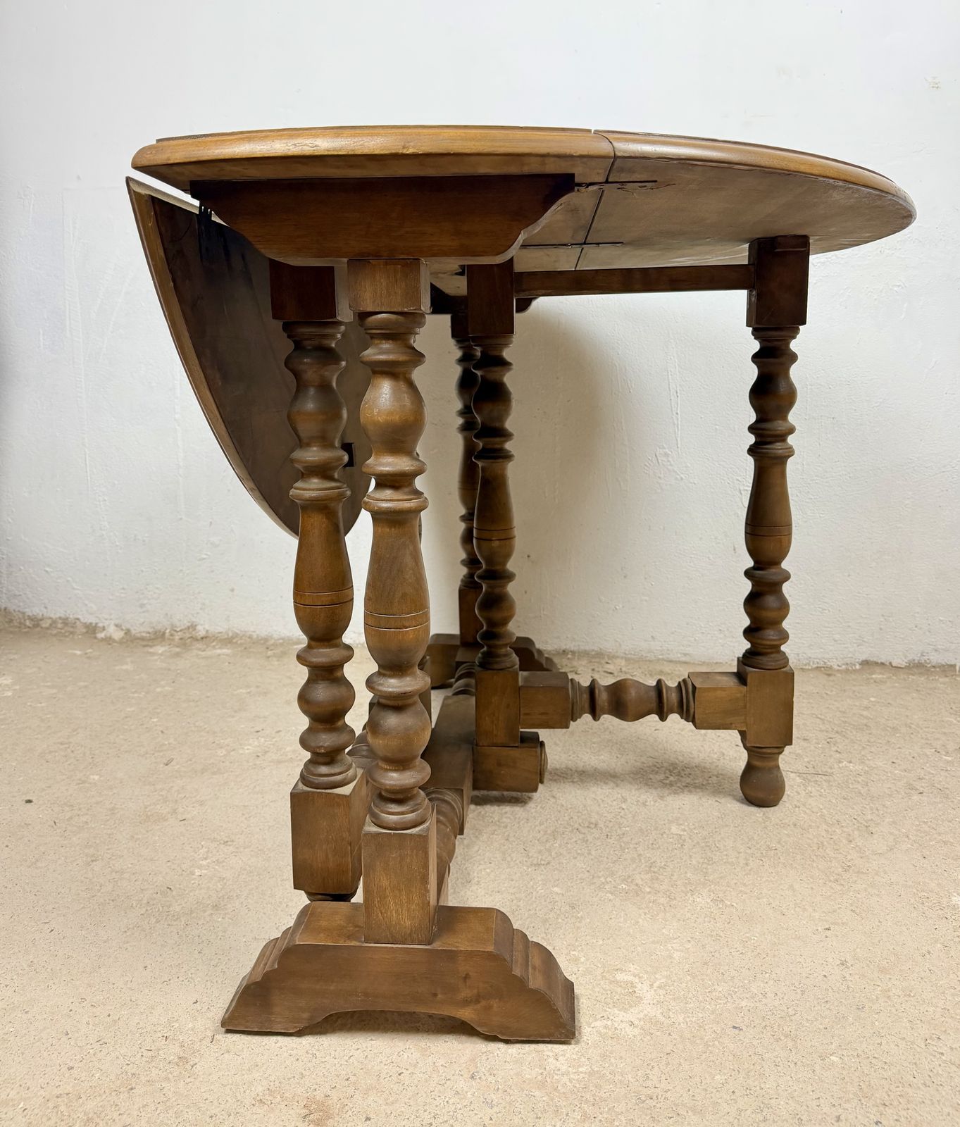 Spanish Drop Leaf Dining Table With Barley Twist Legs, Mid 20th Century photo 1610.0