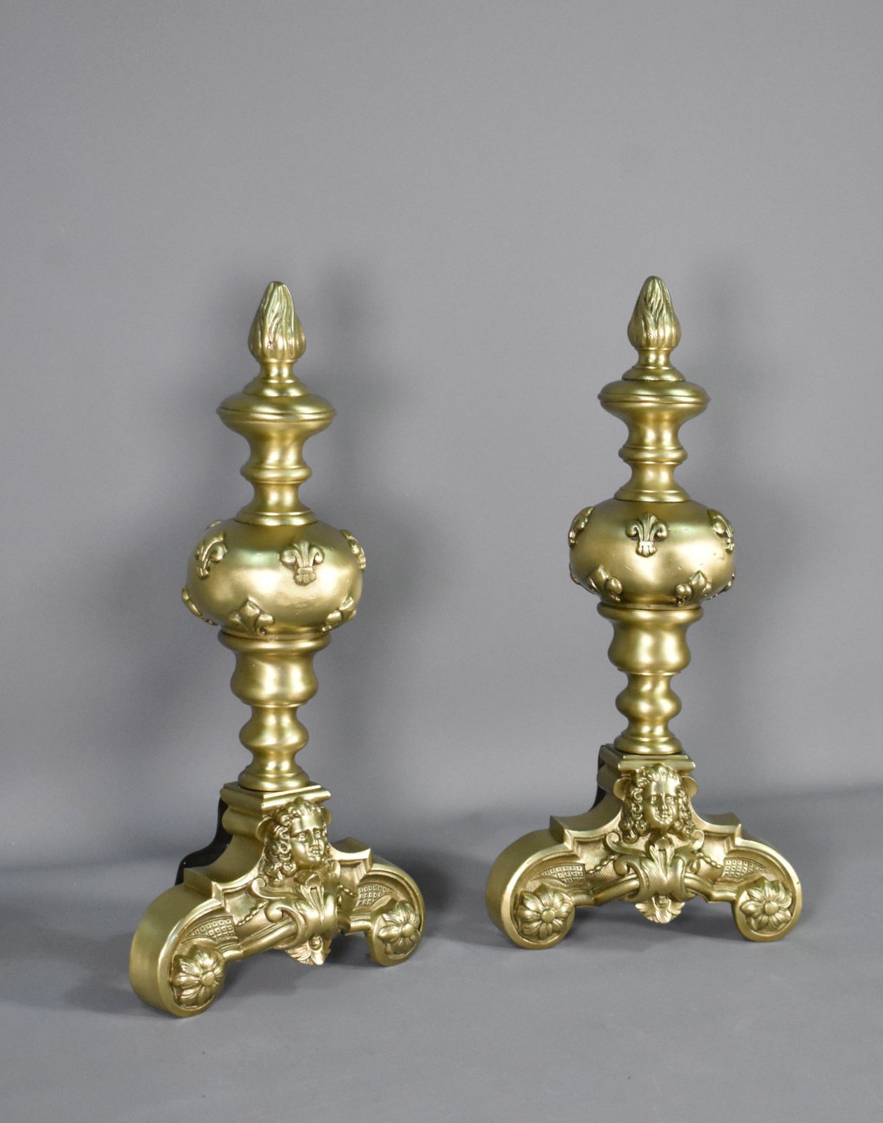 Pair French Bronze Firedogs Napoleon III, Early 19th Century photo furniture
