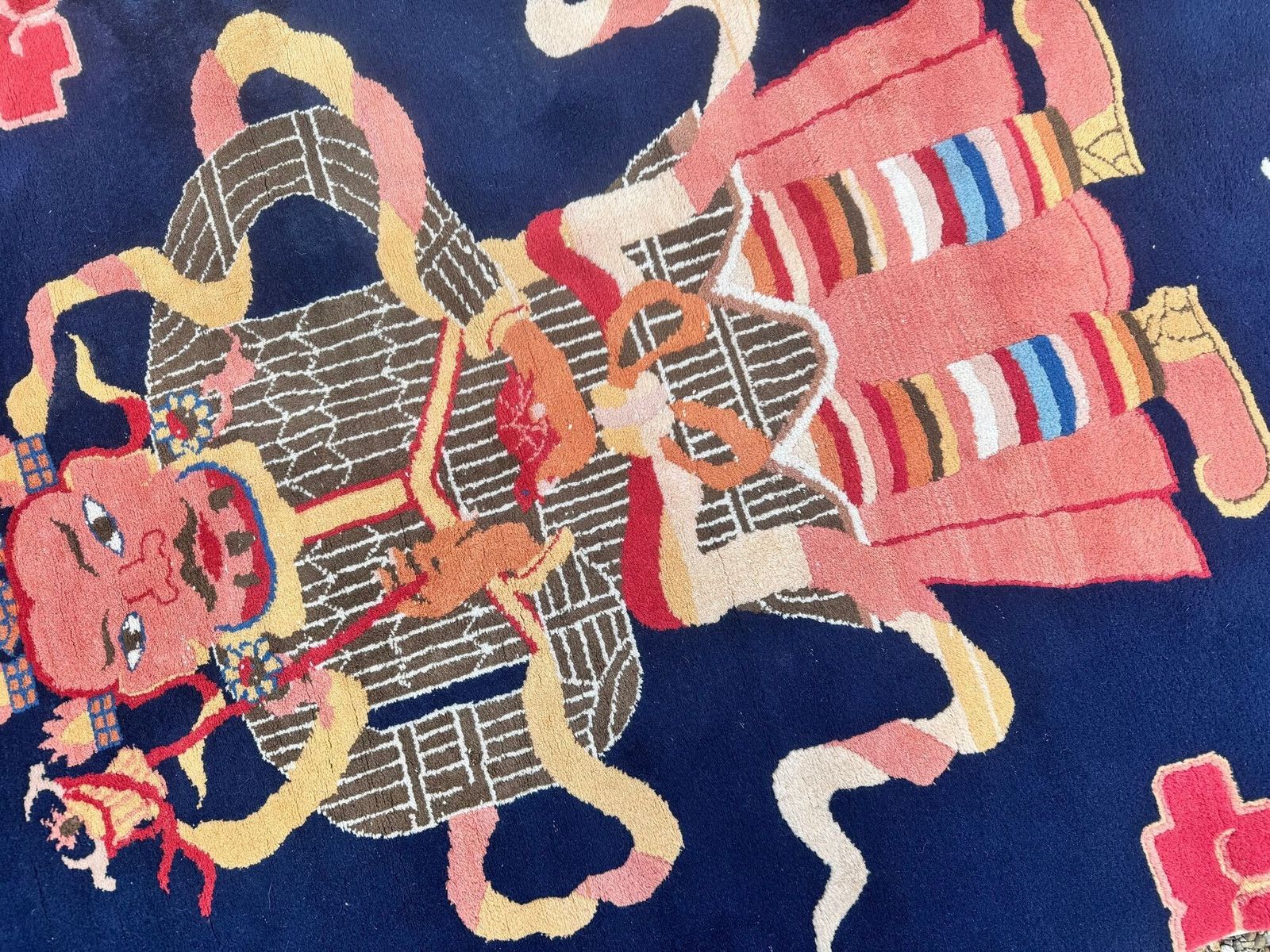 Textiel Vintage Chinees Peking-tapijt 2,43 m x 1,27 m photo