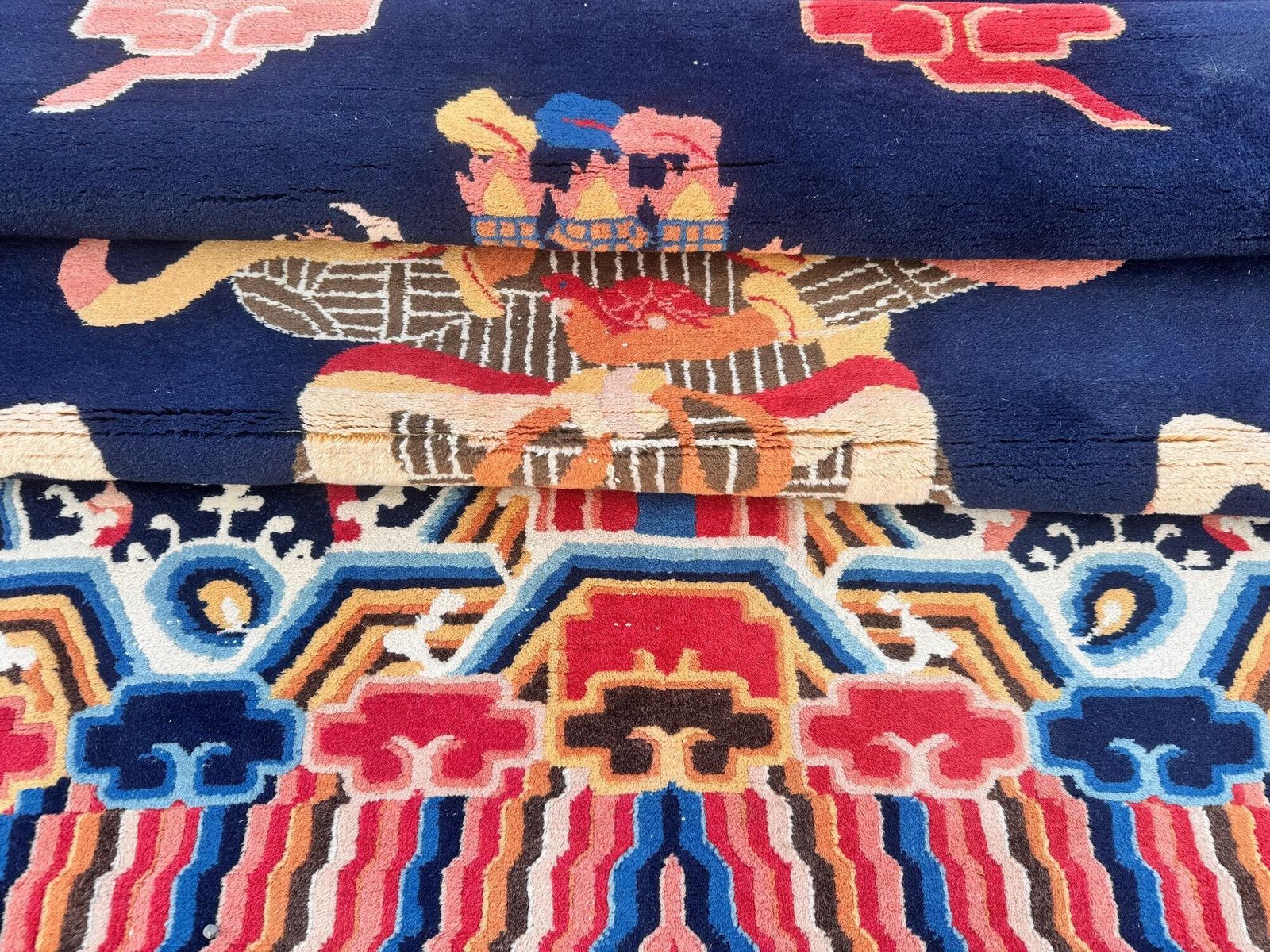 photo vintage Vintage Chinees Peking-tapijt 2,43 m x 1,27 m