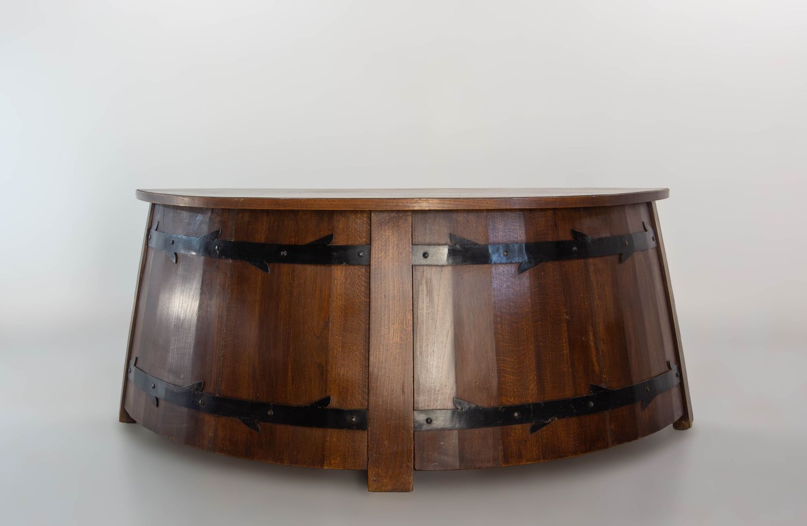 Mid-century Eiken Bureau Schrijftafel Vatenvorm Gebogen photo Meubels