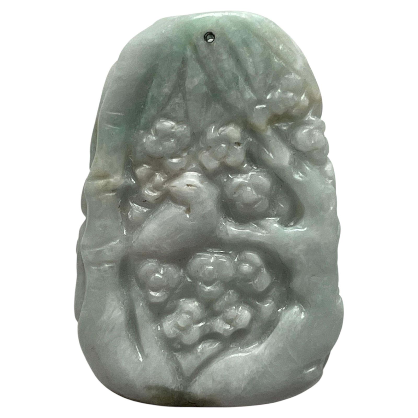 19th Century Chinese Jadeite Nephrite Dragon And Bird Pendant, Hand Carved