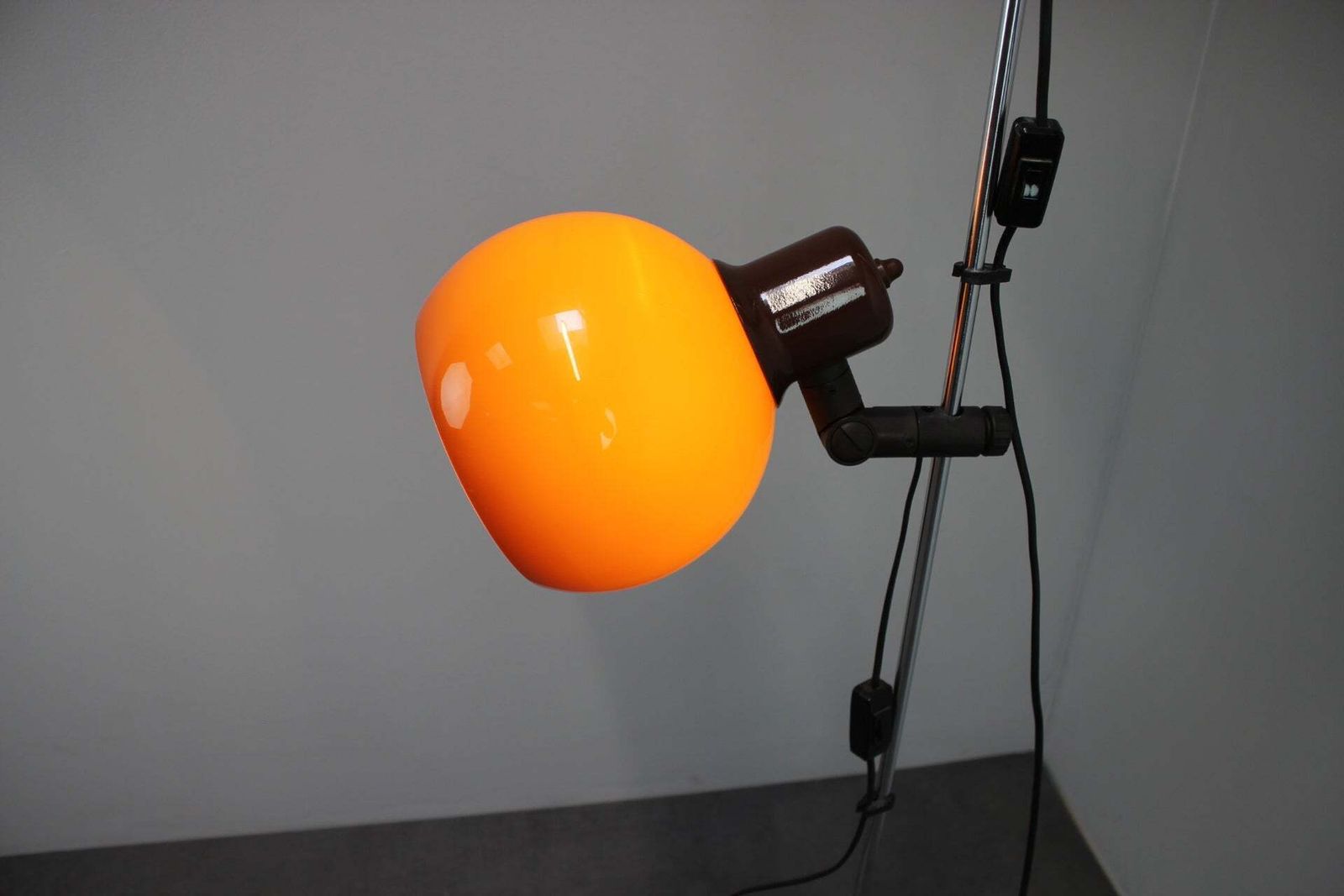 Luminaires Lampadaire double réglable Space Age hongrois en orange et marron, chromé, années 1970 photo