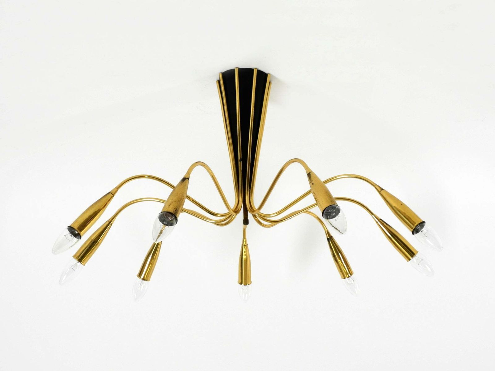 Grote mid-century modern messing Sputnik plafondlamp met 9 armen photo furniture
