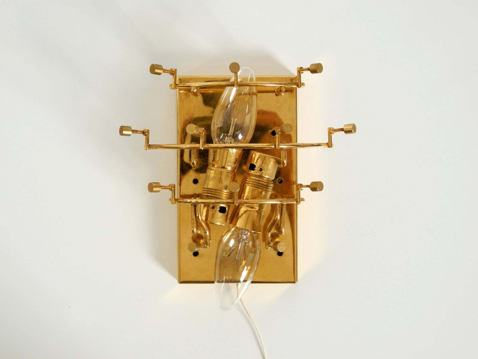 709.0 Beautiful Original 1960s Kinkeldey Crystal Glass And Brass Wall Lamp photo