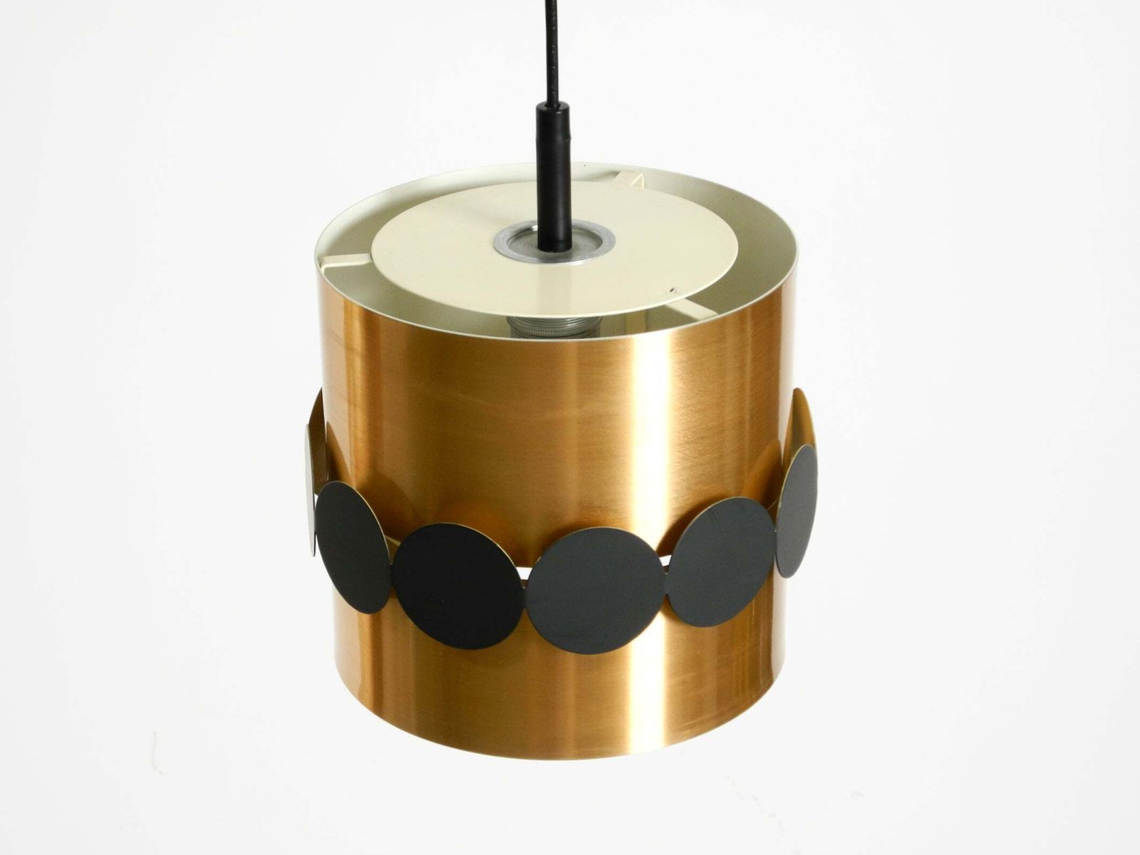 Mid-Century hanglamp ca. jaren 1960 van Doria, koperkleurig geanodiseerd aluminium photo Verlichting