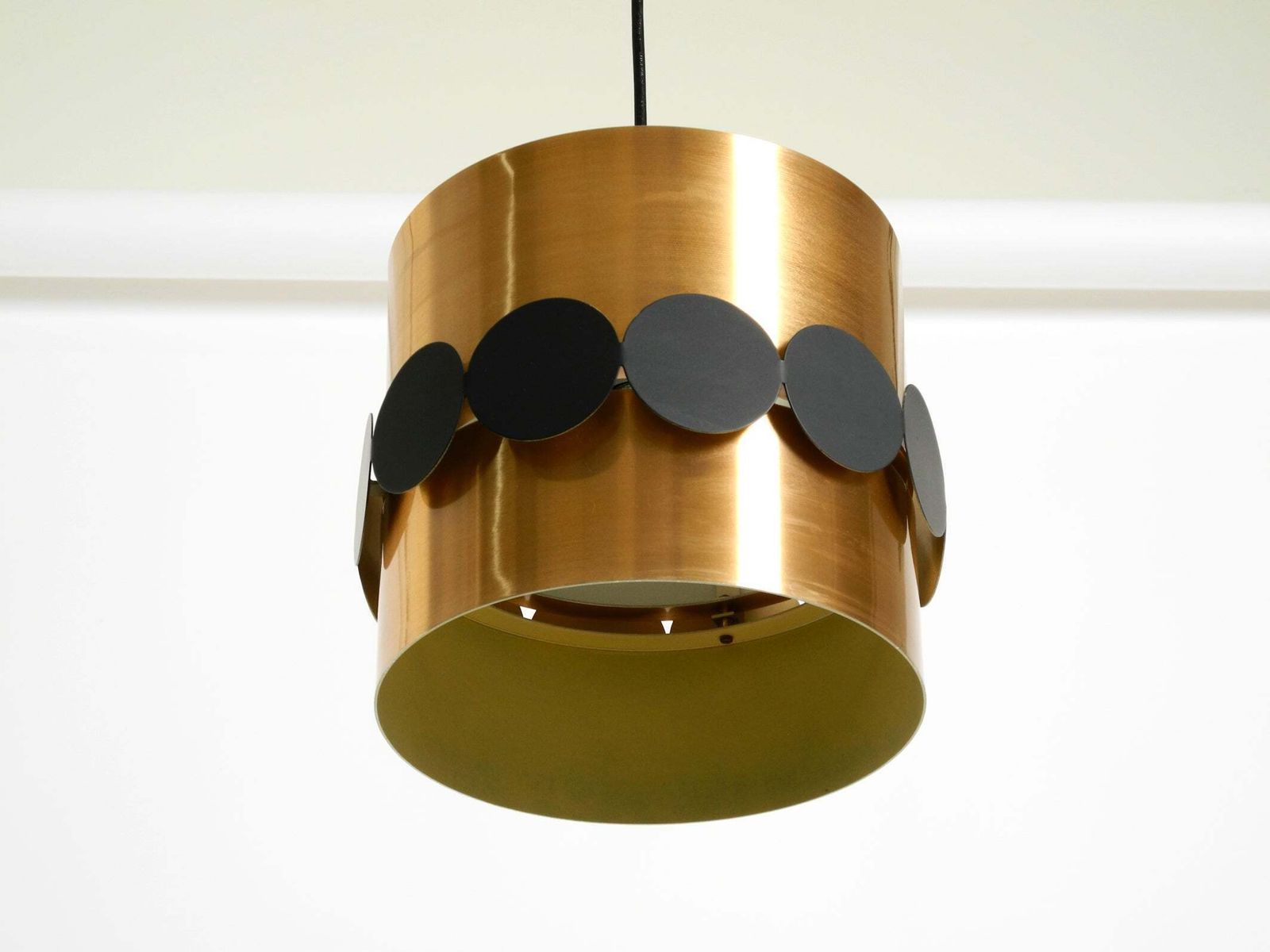 photo vintage Suspension mid-century années 1960 par Doria, en aluminium anodisé cuivré