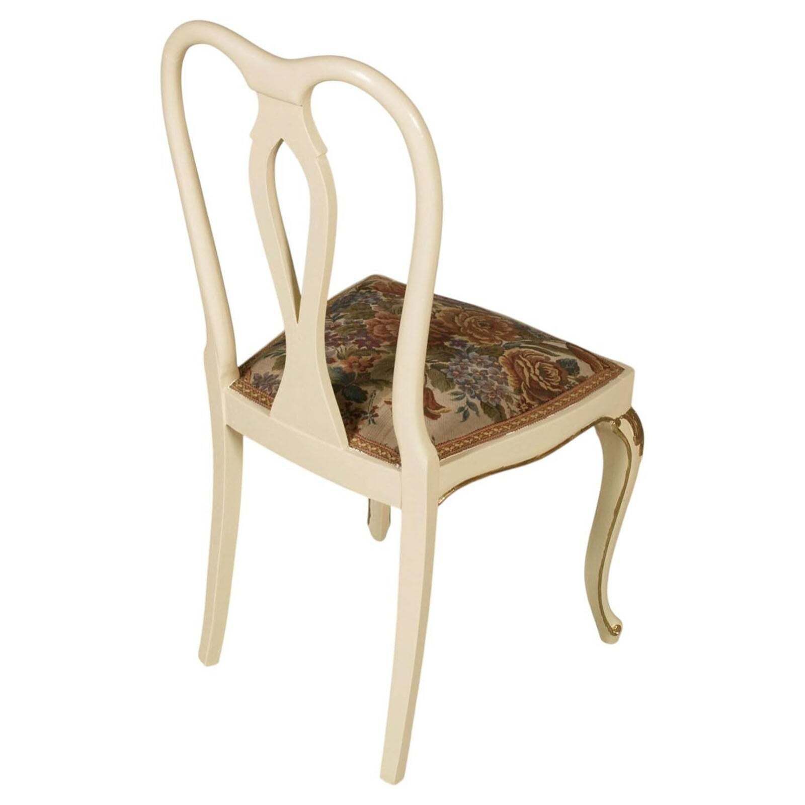 Set van Drie Venetiaanse Crèmelak en Verguld Walnoten Stoelen met Bloemen Bekleding photo 3578.0