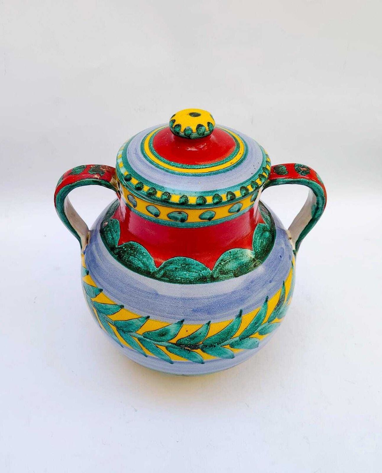 Giovanni De Simone vintage keramische amfoorvase ca. jaren 1960, mid-century, met twee handvatten. photo Woonaccessoires