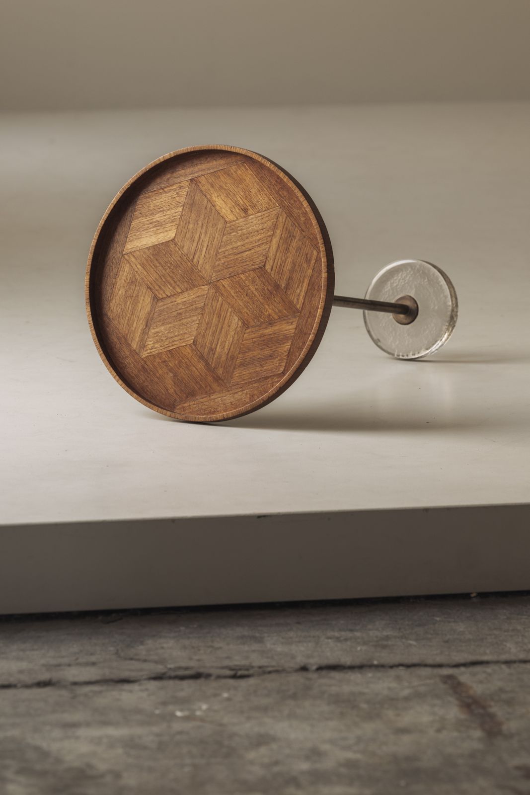 Exceptional Danish Side Table In Oak, Bras And Glass, Denmark 1960s photo vintage