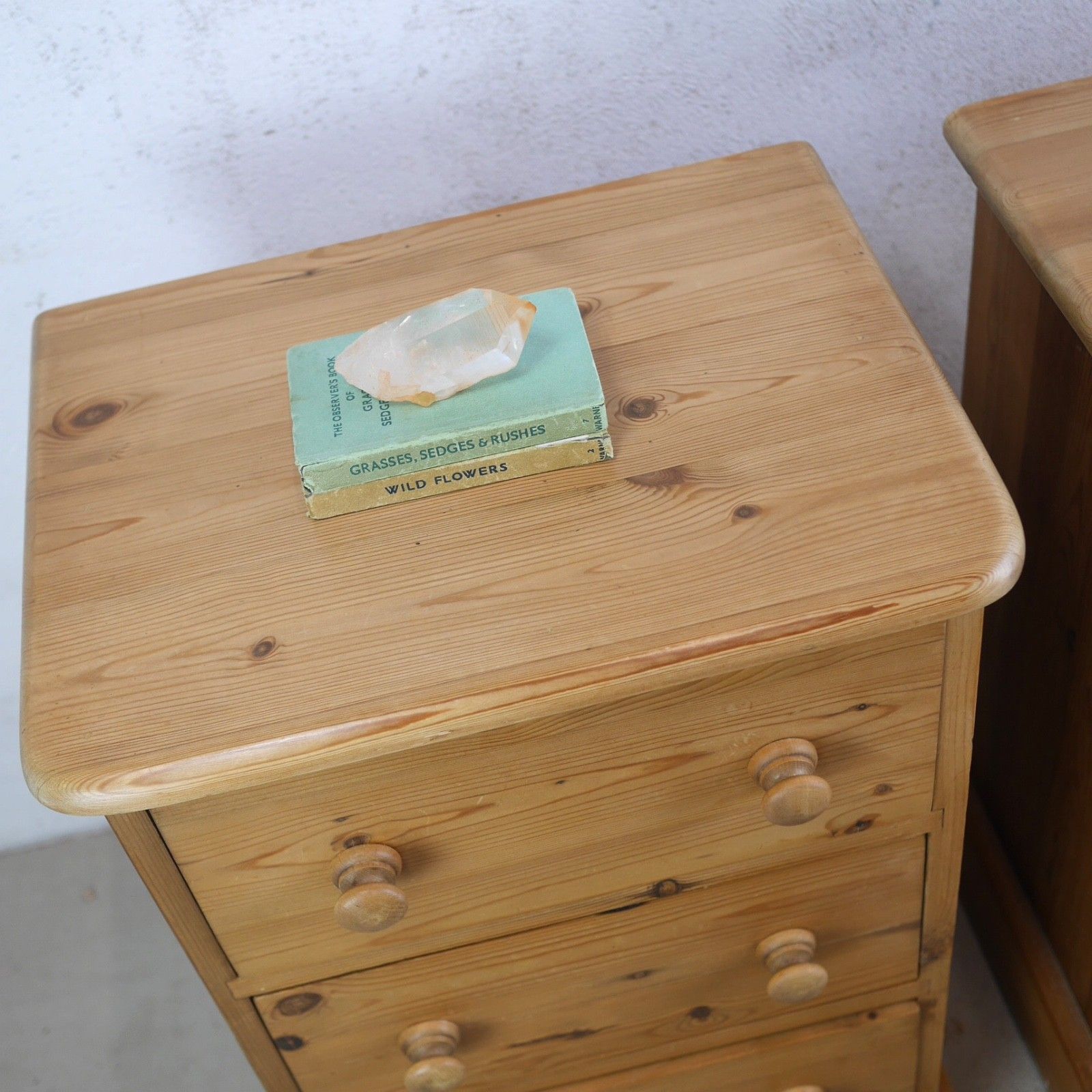 Pair Vintage Stripped Pine Bedside Tables Drawers #103293 photo for sale