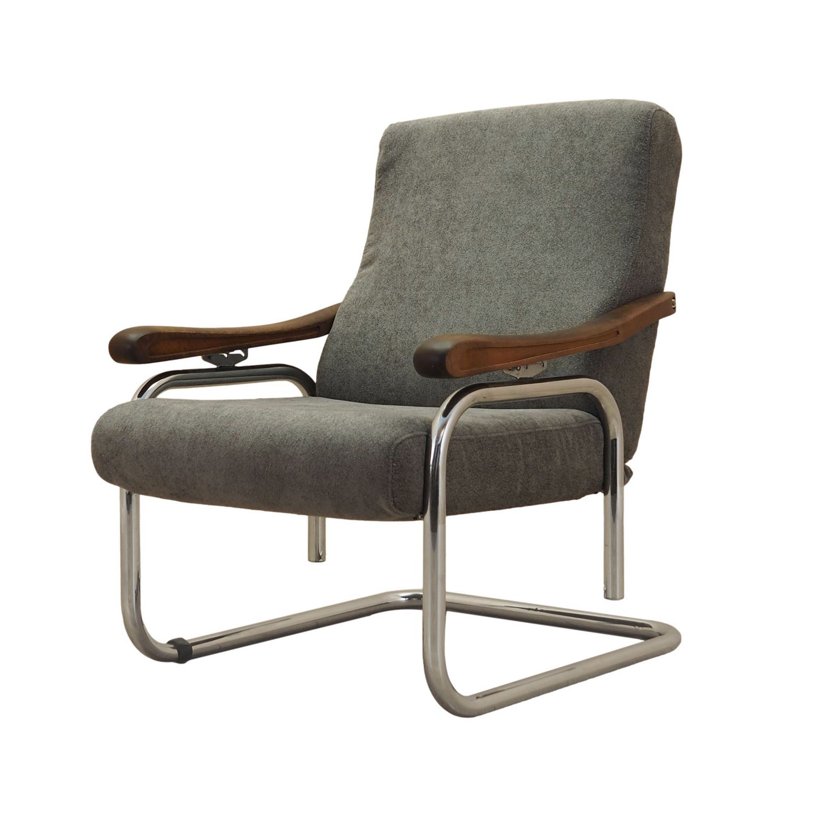 Italiaanse lounge chair met verstelbare rugleuning, beuken armleuningen, jaren 1970
