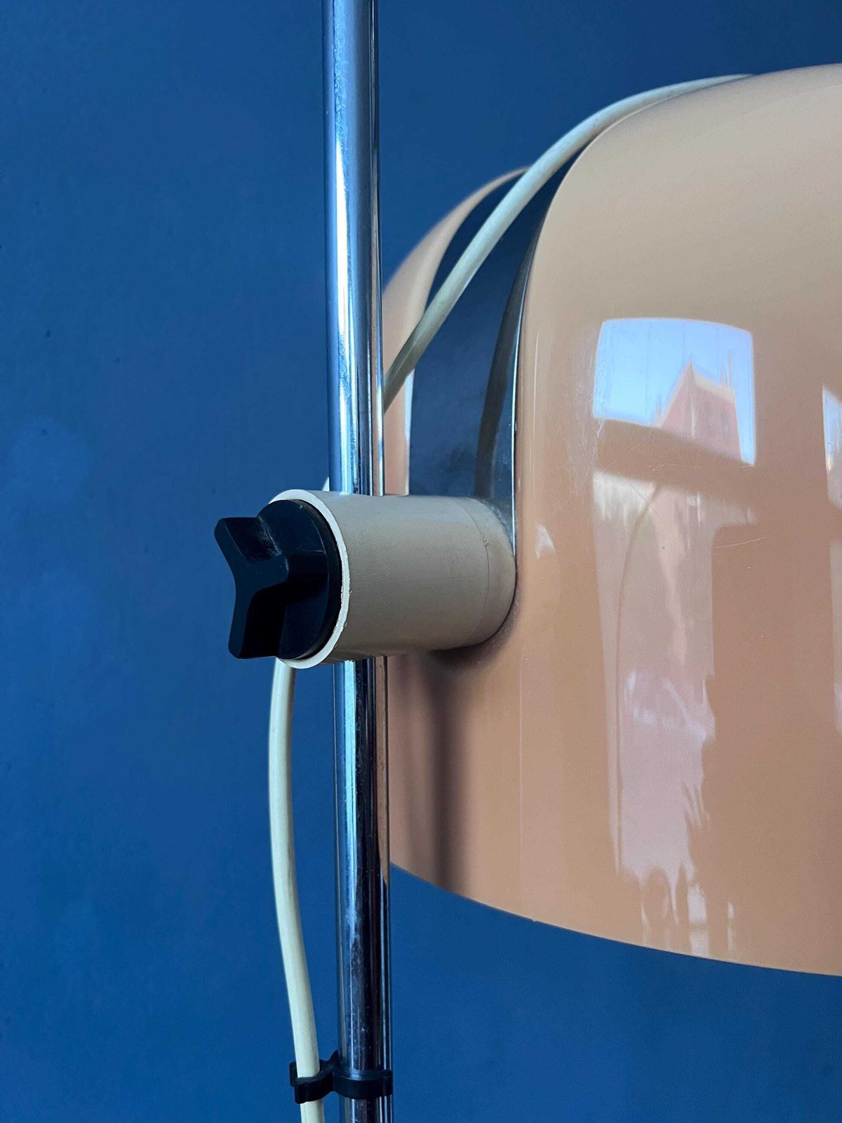 photo for sale Guzzini Forma Space Age Floor Lamp Chrome Base Orange Shade