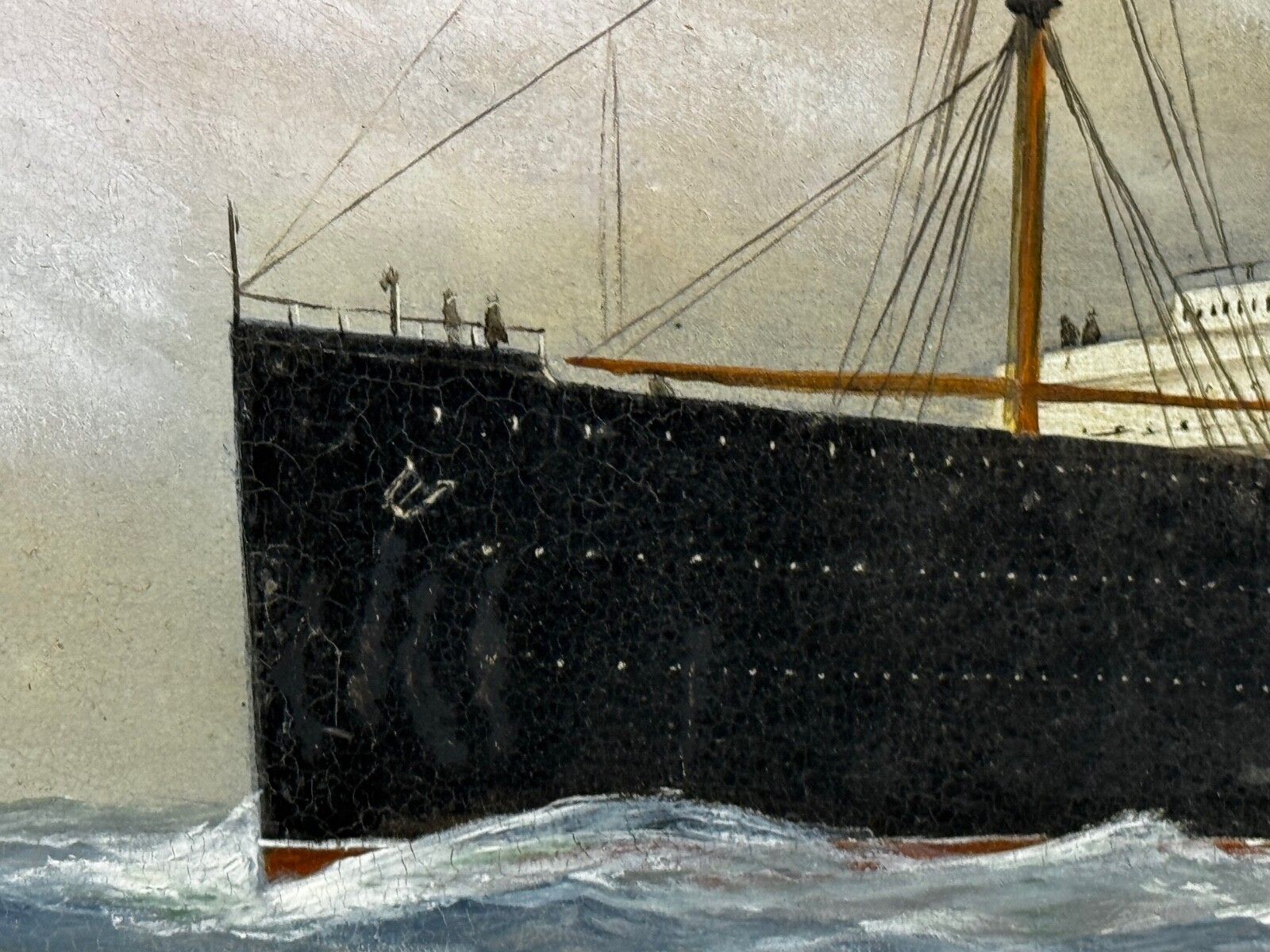 Mid Century Marine Artwork Rms Lusitania Cunard Ocean Liner Marine Oil Painting Captain Turner 1915 photo Art