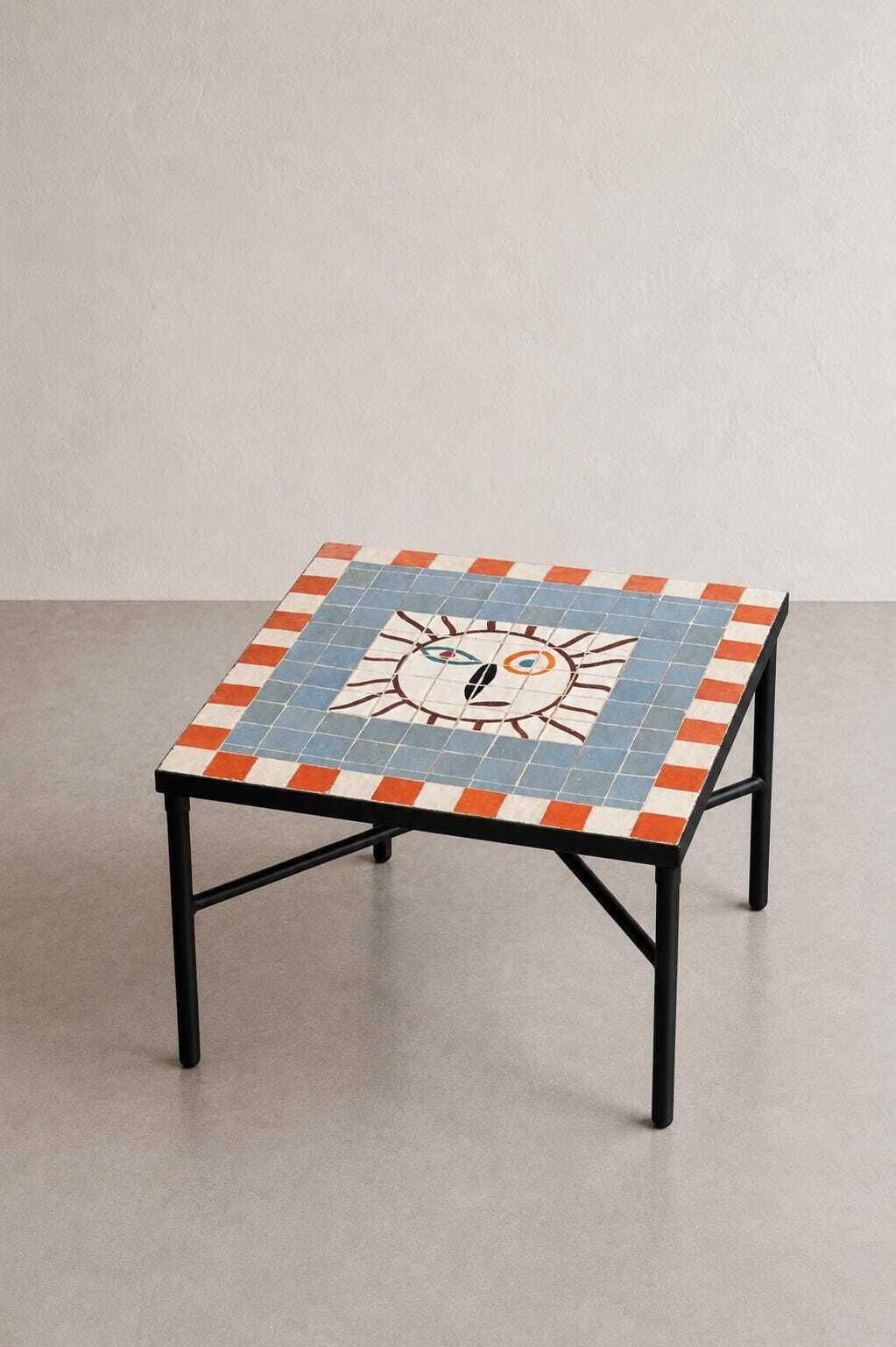 Handgemaakte Marokkaanse zellige salontafel, vierkante mozaïek bijzettafel, veelkleurige tegeltafel, handgemaakt meubilair, 60 cm