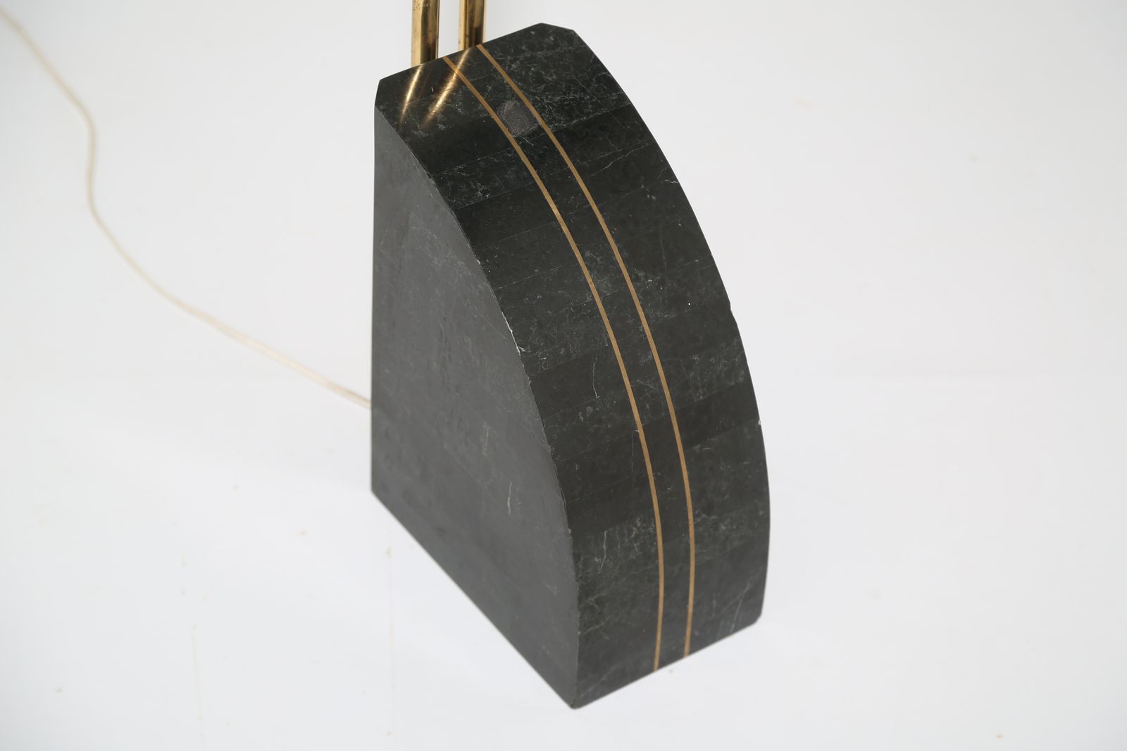 Mid Century Modern Italian Brass & Black Marble Arch Floor Lamp, 1970s. photo for sale