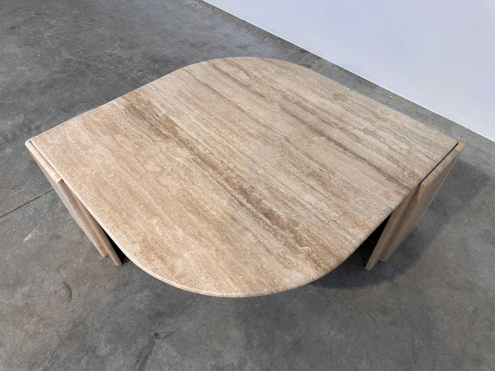 Italian Travertine Sculptural Eye Shaped Coffee Table, 1980s photo for sale