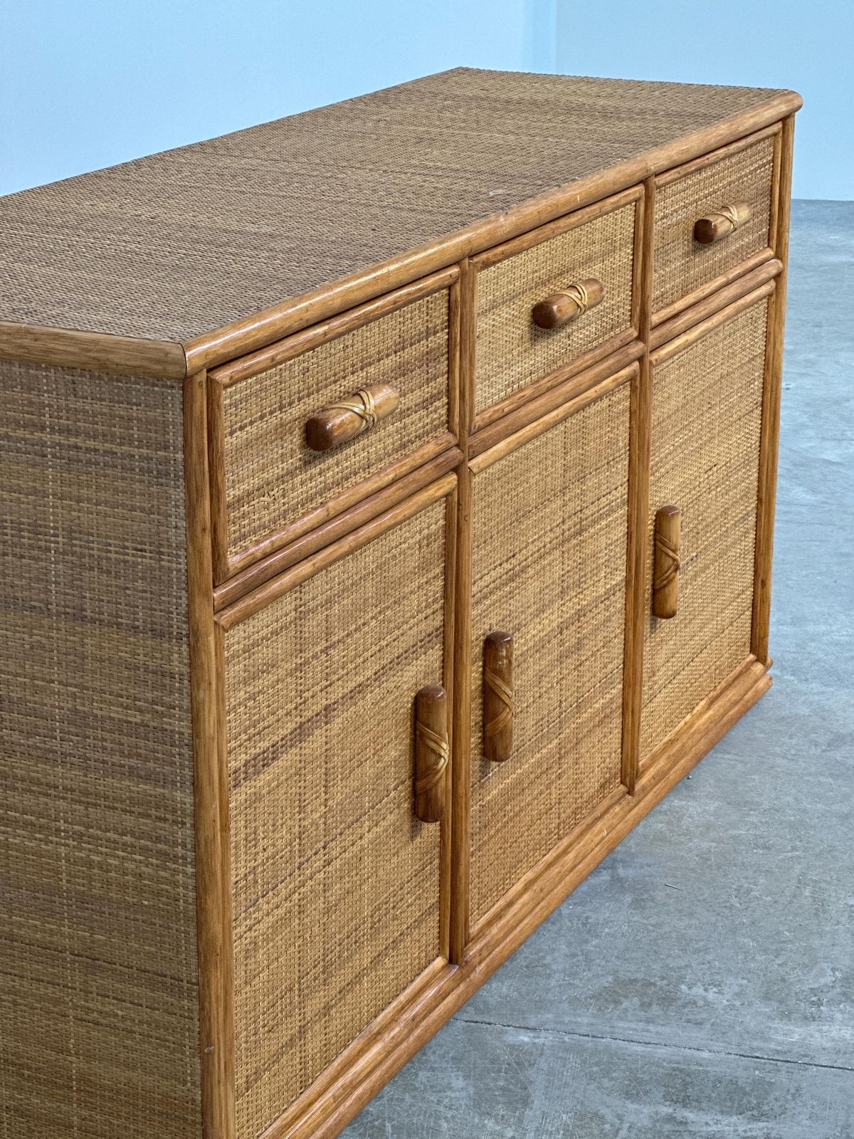 Vintage Rattan & Bamboo Sideboard / Credenza, 1970s photo buy
