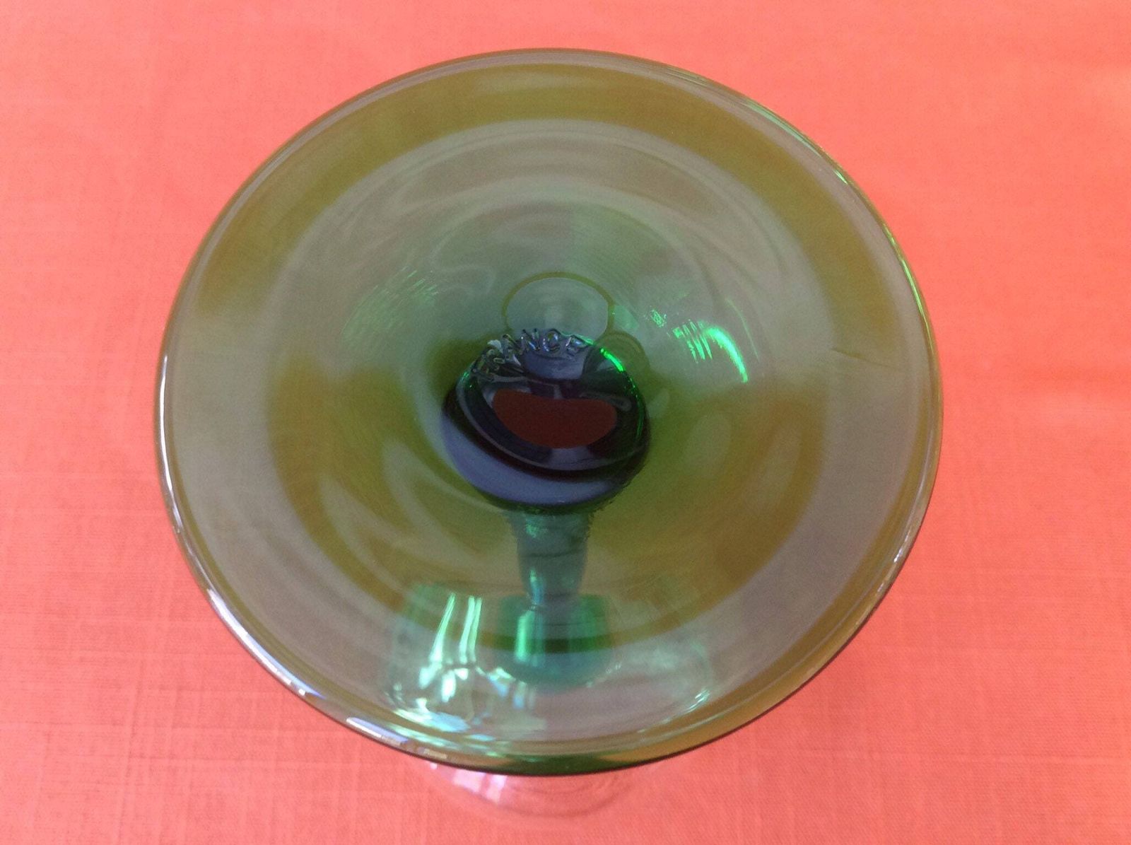 Retro Luminarc Groene Stengelglazen, Hockglazen (Set van 6), Wijnglazen jaren 1970 photo vintage