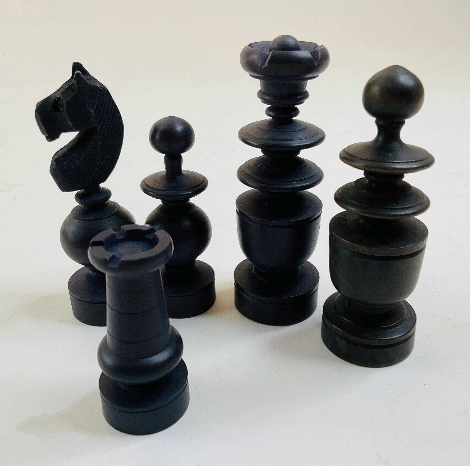 photo for sale Vintage Mid 20th Century French Regence Chess Set, Boxwood And Ebonised Hardwood.