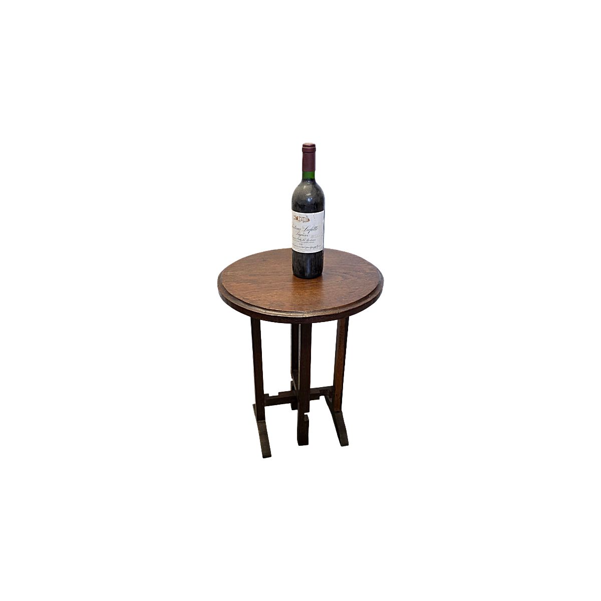 Ancienne table d'appoint pliante en chêne français, Mid-Century