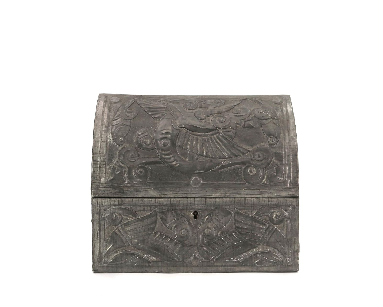 French Art Nouveau Pewter Casket, Repoussé & Hammered Pewter, Circa 1900–1915, Attributed To The Daguet Style, Art Deco France Alfred Daguet photo Home Decor