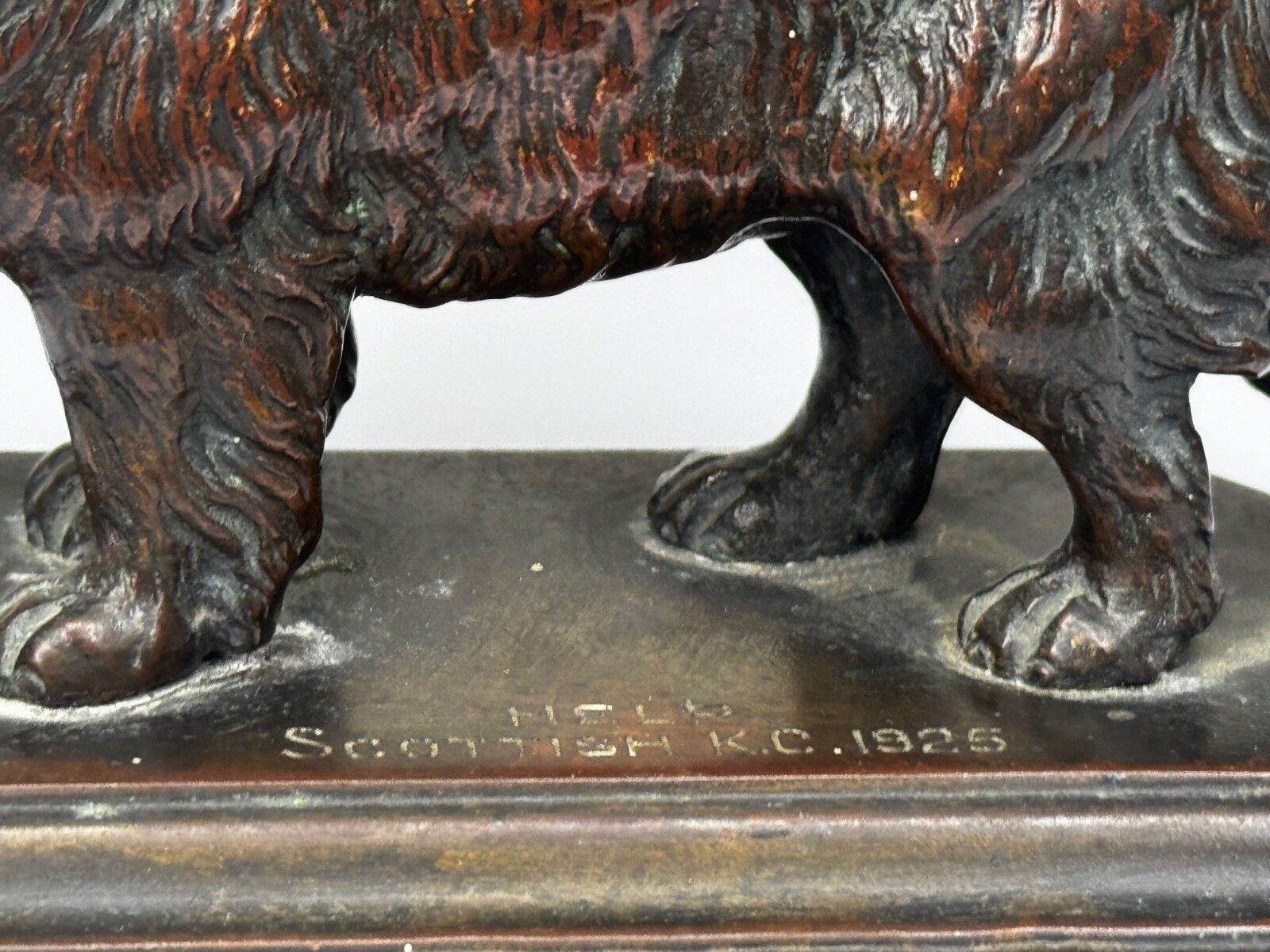 photo furniture Antiek Schots Kennel Club Association Newfoundland hond bronzen sculptuur