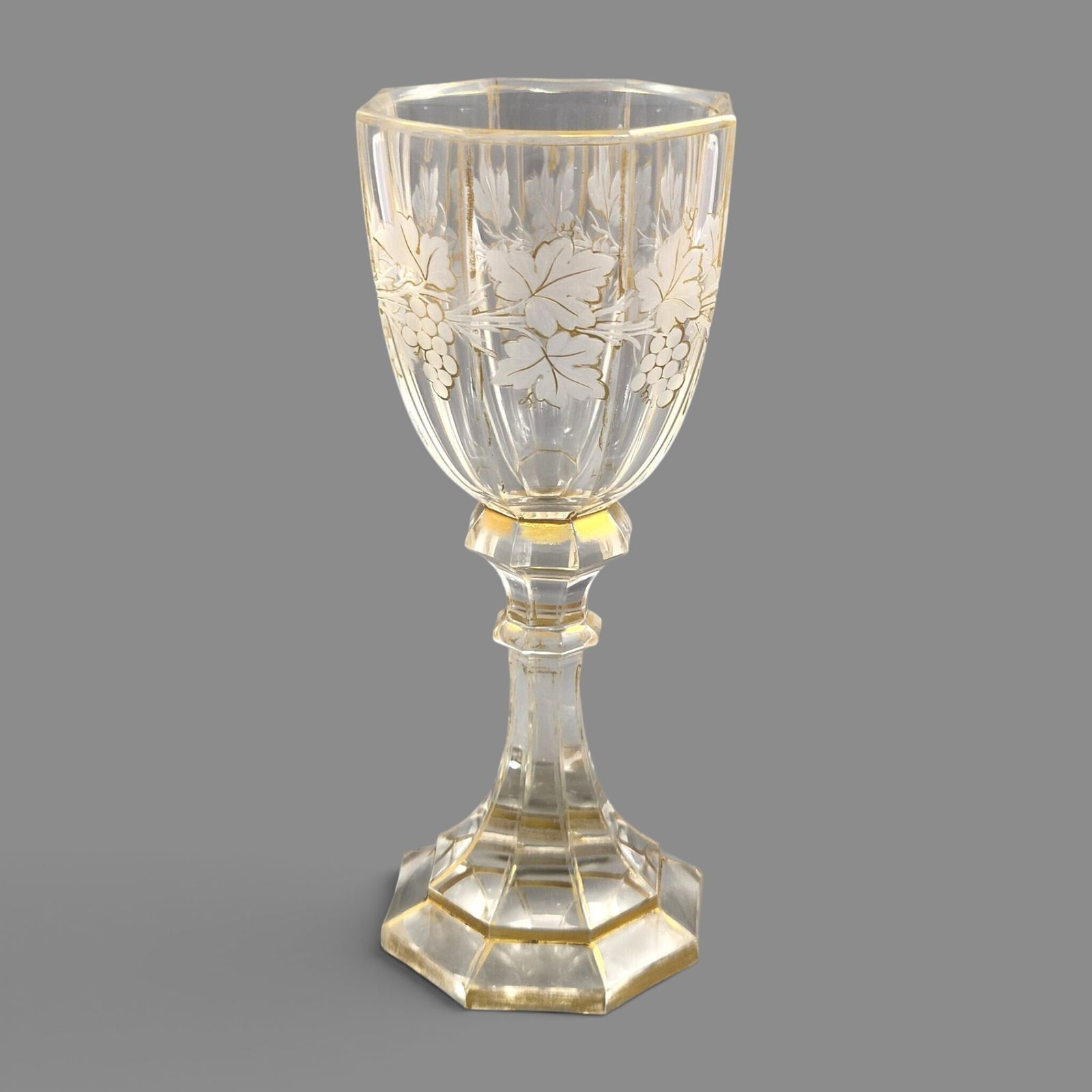 Vroeg Moser Boheems geslepen kristallen Römer, ca. 1860-1875 photo Woonaccessoires