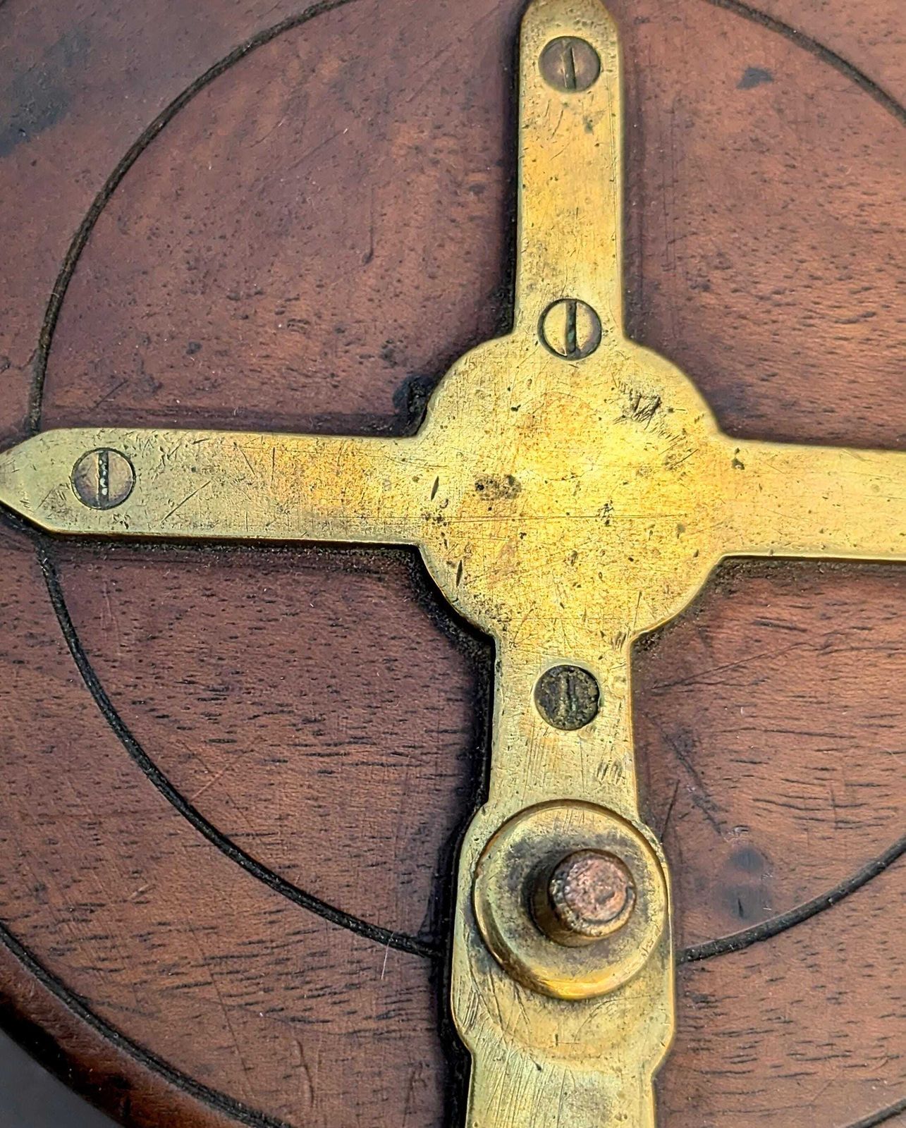 Antique Nottingham Style Star Back Fishing Reel, Large, Mahogany And Brass photo for sale