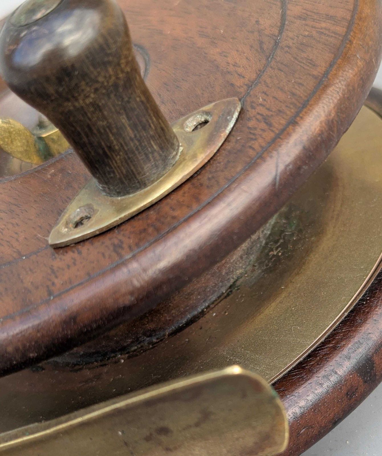Antique Nottingham Style Star Back Fishing Reel, Large, Mahogany And Brass photo buy