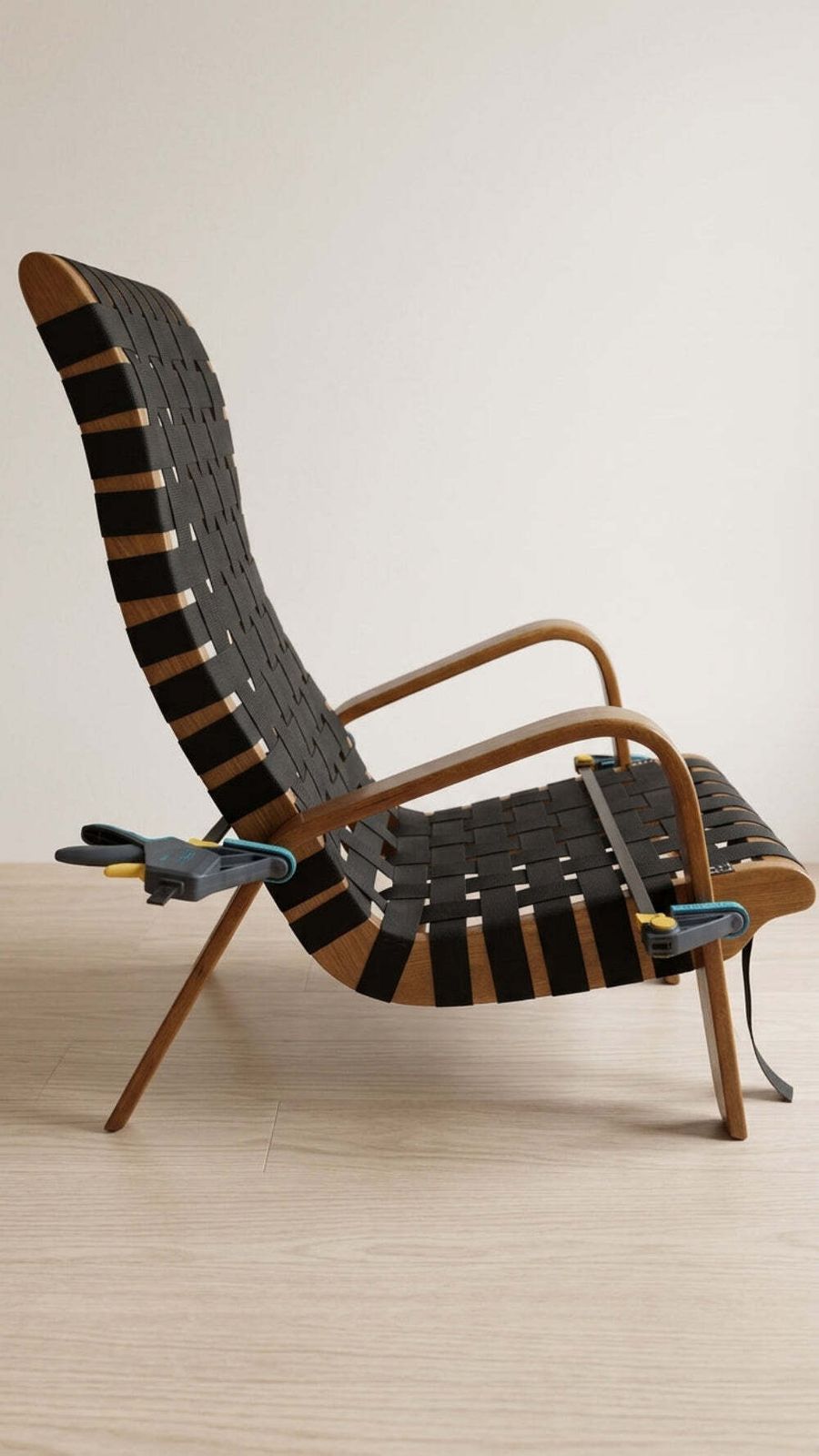 photo furniture Paar Mid-Century Gevlochten Houten Fauteuils, jaren 1950, Tsjechoslowakije, 68 × 90 × 100 cm