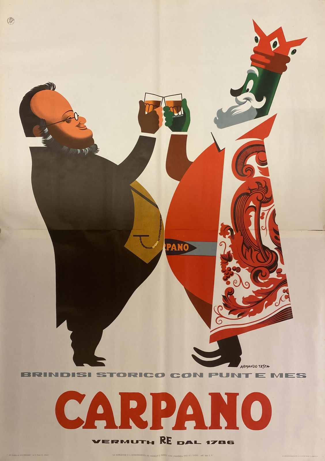 Brindisi Storico Con Punt E Mes (Cavour) Original Vintage Affiche Cm 200 X 140