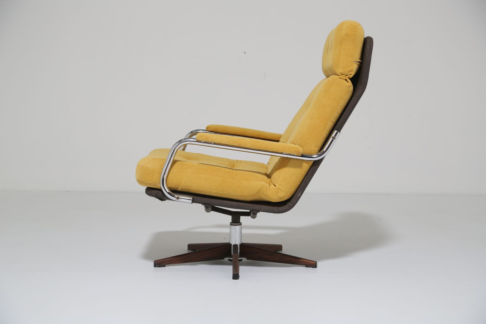Vintage Danish Swivel Lounge Armchair In Yellow Corduroy, 1970s. photo buy