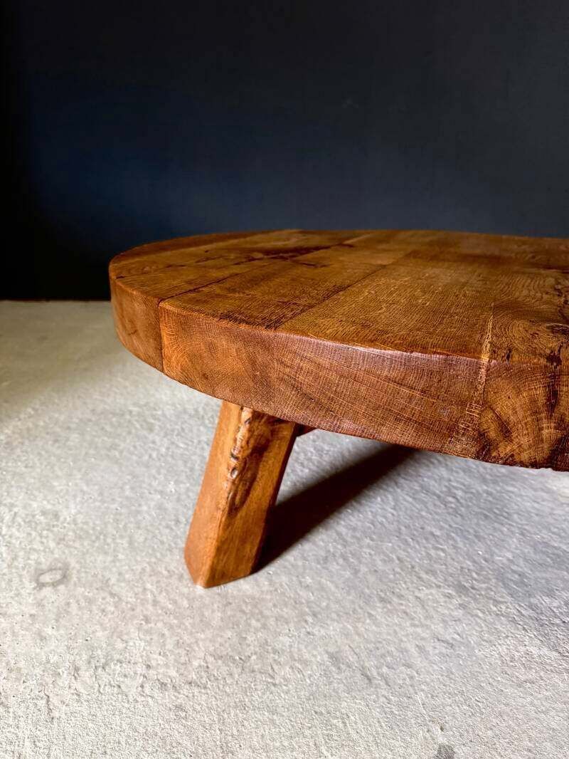 photo for sale Brutalist Design Salontafel Massief Eiken, België ca. jaren 1960