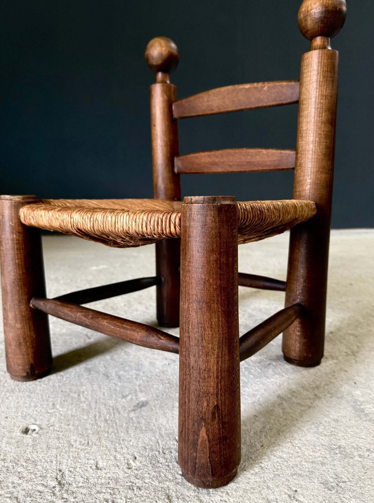 French Provincial Brutalist Design Low Stool By Charles Dudouyt