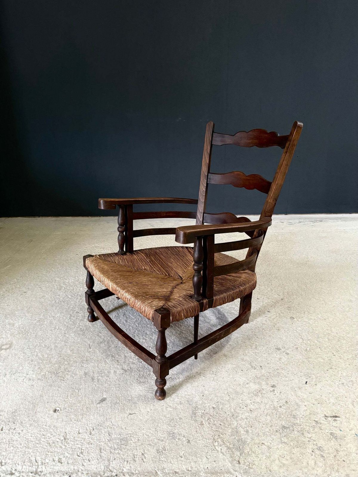 Early 1900's French Provincial Rural Design Low Lounge Chair photo furniture