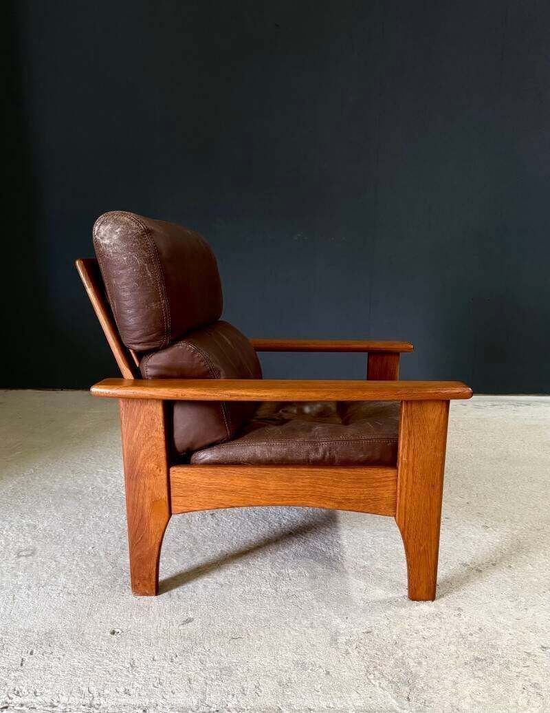 1960's Mid-Century Modern Design Leren Teakhouten Lounge Stoel Set 2 photo buy