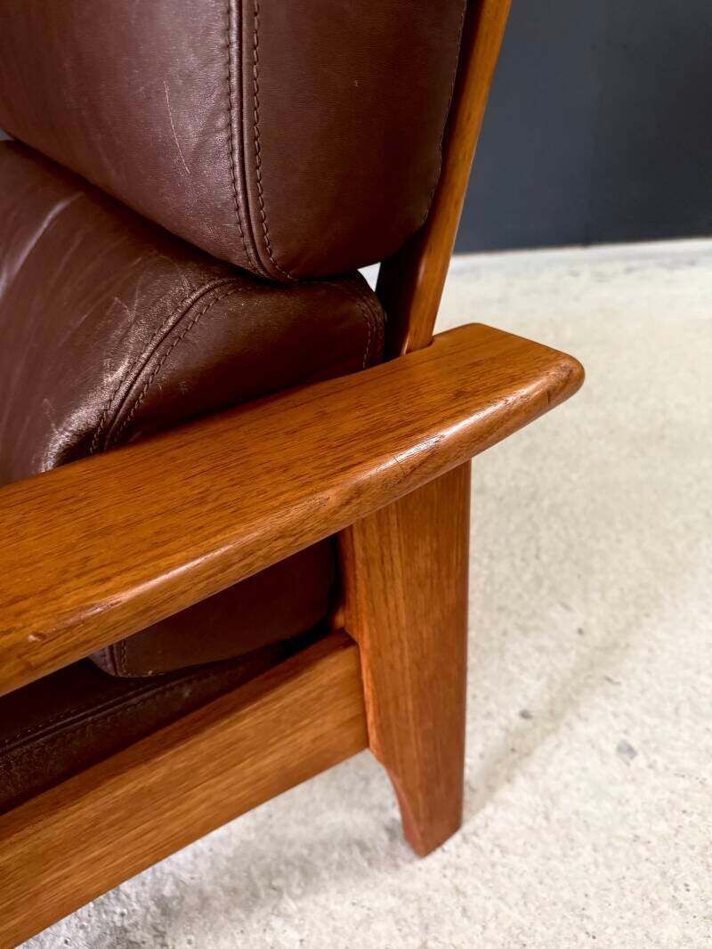 photo buy 1960's Mid-Century Modern Design Leren Teakhouten Lounge Stoel Set 2