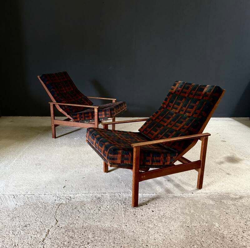 Midcentury Design Ebeniste verstelbare loungefauteuil set, jaren 1960, België